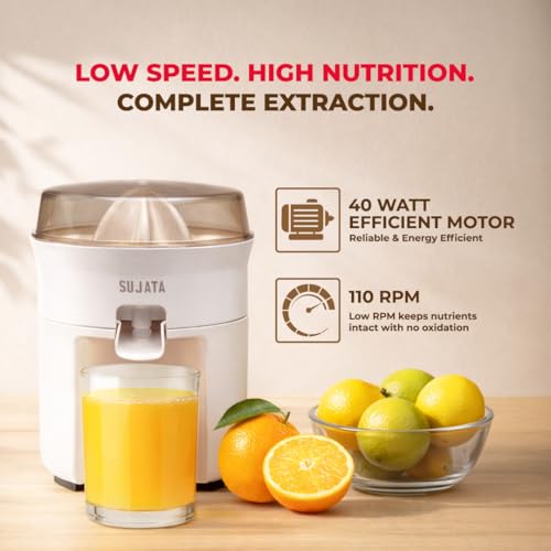 Sujata Citromatic Juicer|40 Watts|110 RPM|Direct Flow for Unlimited Capacity|Citrus Juicer| (White) - Image 5