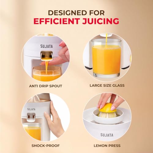 Sujata Citromatic Juicer|40 Watts|110 RPM|Direct Flow for Unlimited Capacity|Citrus Juicer| (White) - Image 3