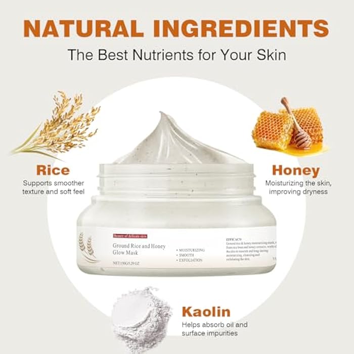 IREV Face Masks Skincare, Rice And Honey Glow Mask, Rice Masks For Face, Hydrating Face Masks For Women, Moisturizing Skincare, Gentle Clay Mask For Dry Sensitive Skin 150g - Image 5