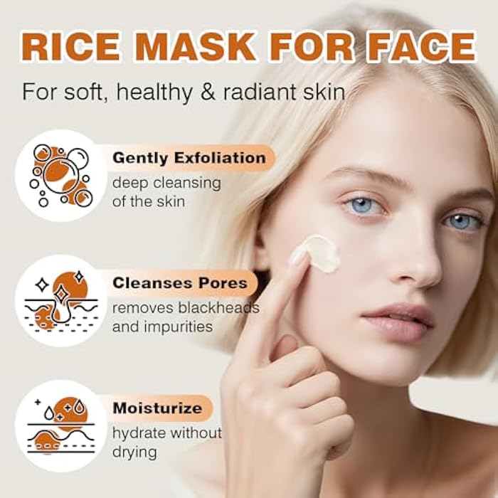 IREV Face Masks Skincare, Rice And Honey Glow Mask, Rice Masks For Face, Hydrating Face Masks For Women, Moisturizing Skincare, Gentle Clay Mask For Dry Sensitive Skin 150g - Image 2