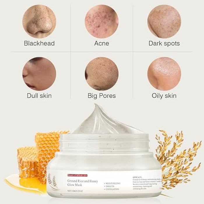 IREV Face Masks Skincare, Rice And Honey Glow Mask, Rice Masks For Face, Hydrating Face Masks For Women, Moisturizing Skincare, Gentle Clay Mask For Dry Sensitive Skin 150g - Image 3