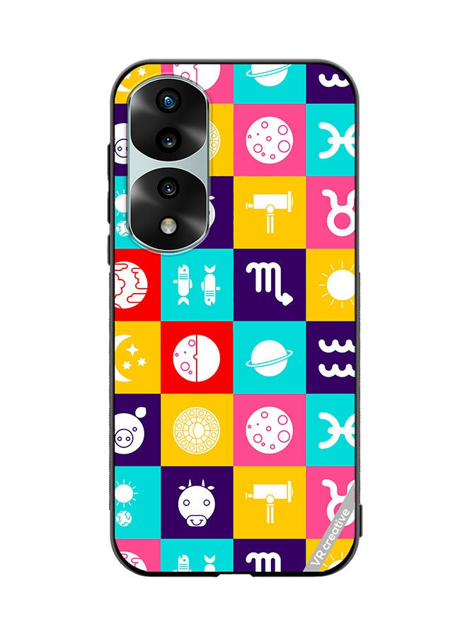VR CREATIVE Protective Case Cover For Honor 70 Pro plus Taurus Zodiac, Pisces Astrology Horoscope Circle, Moon And Stars And Icon Design Multicolour - Image 1