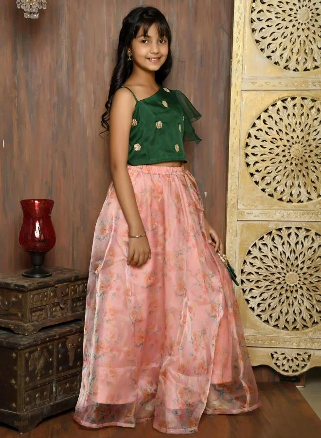 ليل بيكس طقم شولي بكتف واحد مع تنورة ليجنج مطبوعة بالزهور