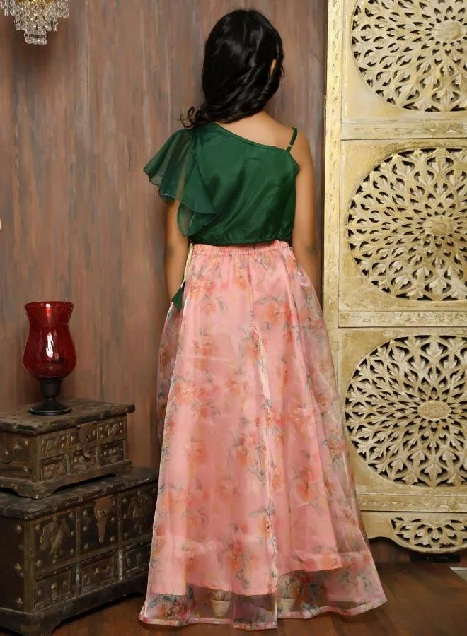 ليل بيكس طقم شولي بكتف واحد مع تنورة ليجنج مطبوعة بالزهور