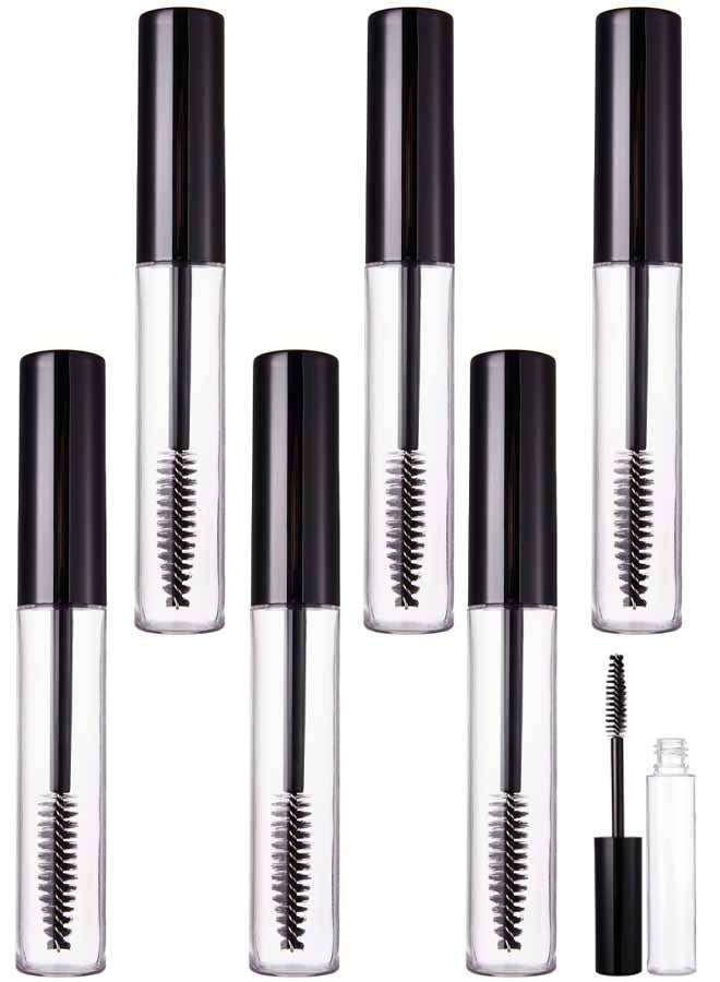 6 Pack 10ml Empty Mascara Tube with Brush Wand, Refillable Eyelash Cream Container DIY Cosmetics Bottle for Castor Oil, Eyebrow Growth Serum, Coconut Oil, Black - Image 1