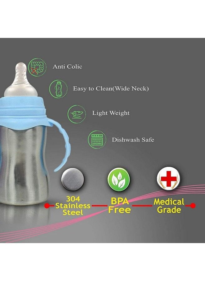 DOMENICO World Baby Feeding Bottle In Stainless Steel Rganic Kidz High Grade Stainless Steel 2 In 1 Sipper And Feeding Bottle With Silicone Nipple For Baby (Orange240 Ml)  - Image 5