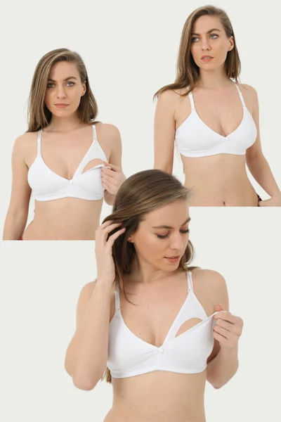 ارما يلدز Set of 3 White Maternity Bra Unlined Cotton Lycra