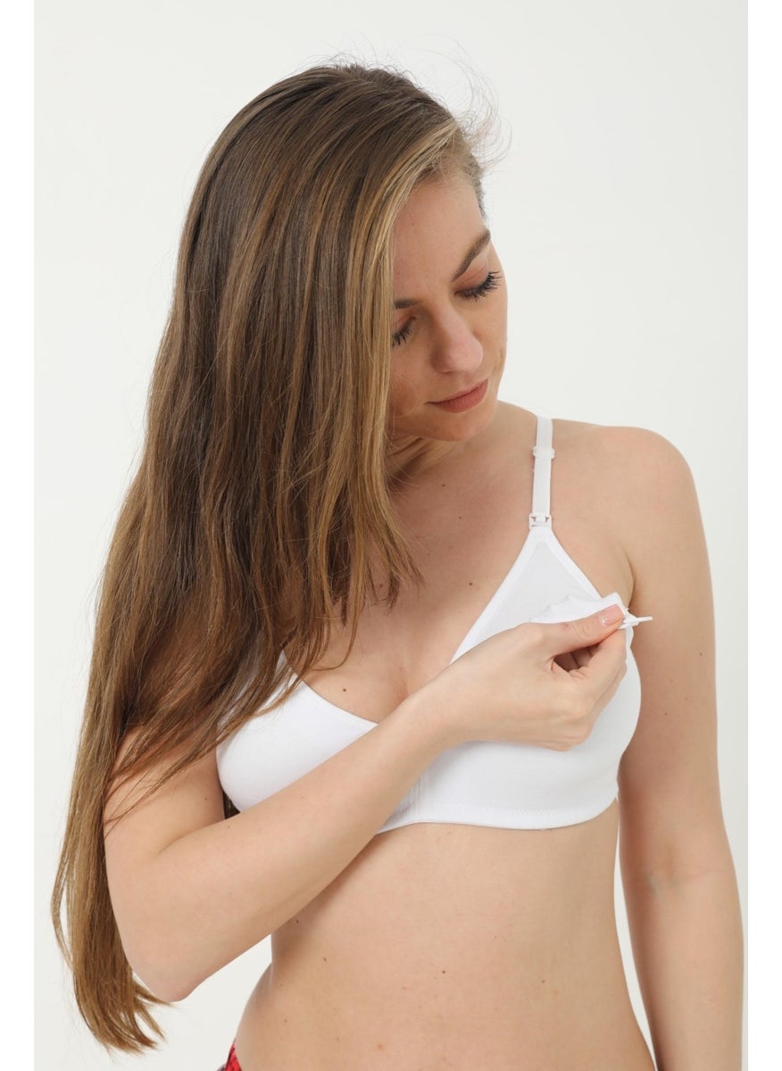 Arma Yıldız Set of 3 White Maternity Bra Unlined Cotton Lycra  - Image 3