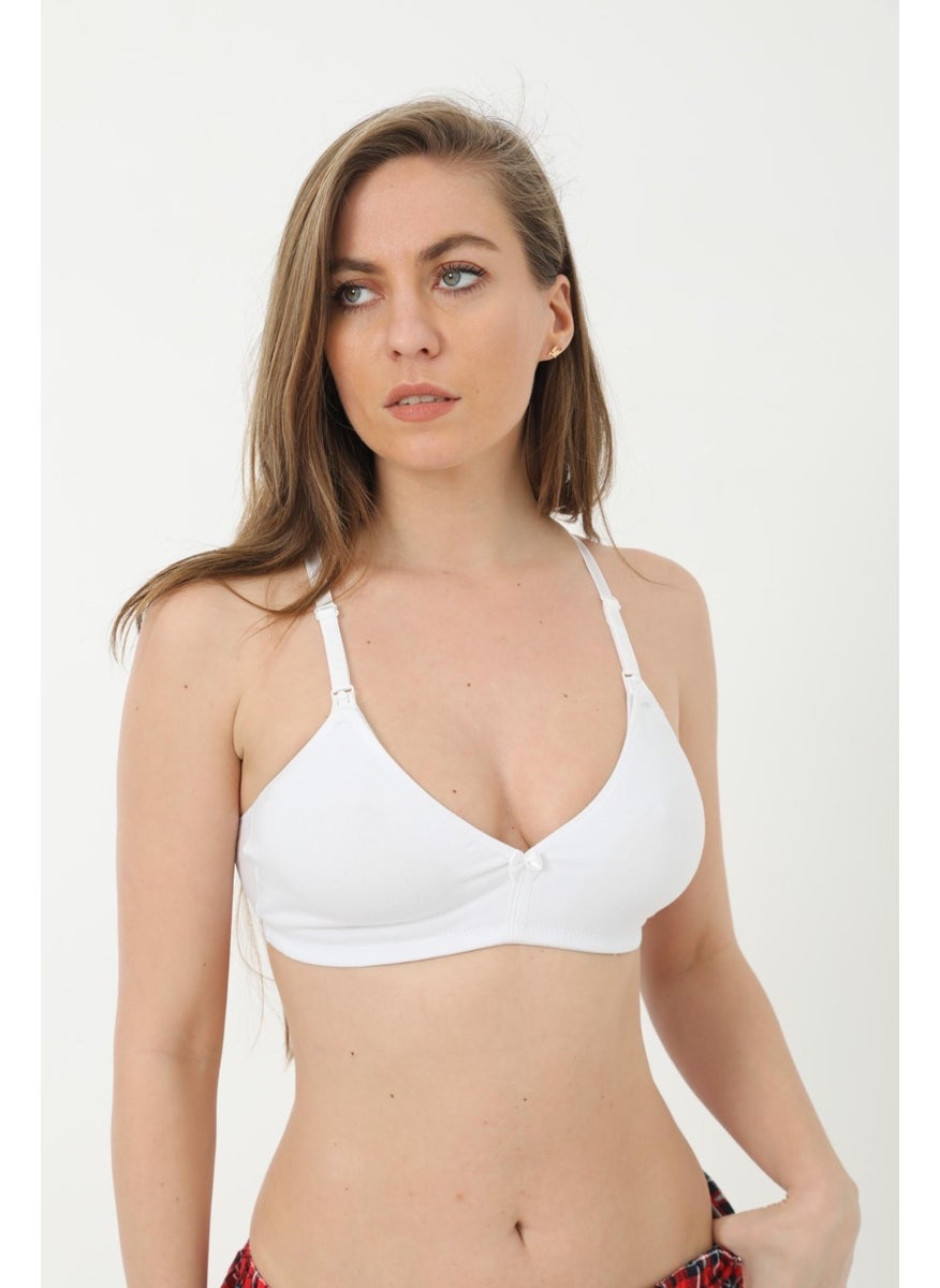 Arma Yıldız Set of 3 White Maternity Bra Unlined Cotton Lycra  - Image 4