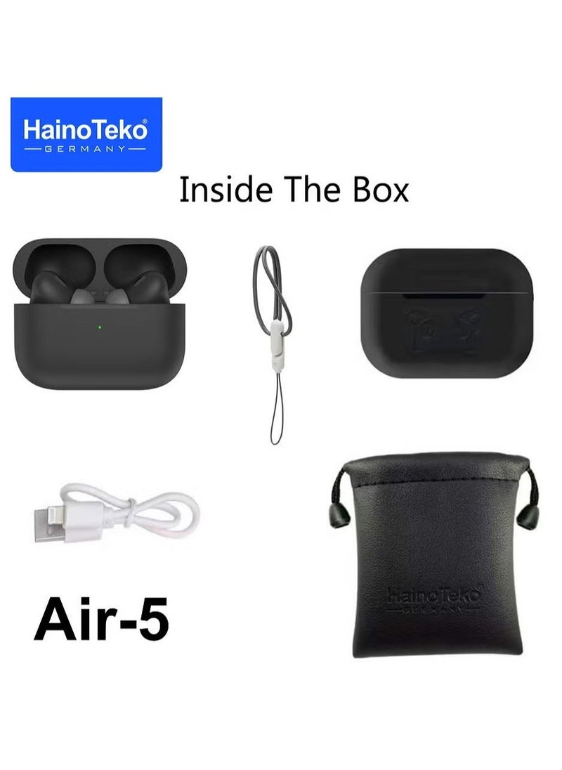 Haino Teko Air-5 True Wireless Stereo Earbuds with Multi-Functional Touch Control, HD Clear Microphone, High Bass Sound Quality, and Charging Case – Perfect for Android Mobiles & Tablets – Black - Image 3