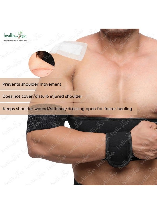 HealthAndYoga® GuardNHeal Shoulder Support Belt-Splint Prevents Shoulder Movement by Binding Arm & Waist - Relieves Pain, Post-surgery Healing, Rotator Cuff Injury/Fracture/Dislocate (Black, Large 34" - 46") - Image 3