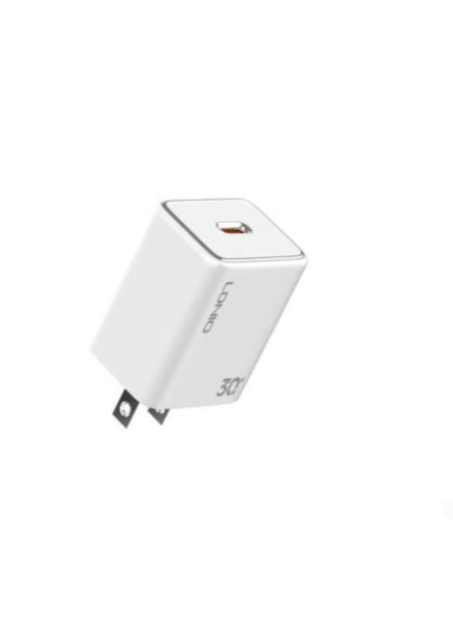 لدنيو شاحن LDNIO A1508C المنزلي بتقنية USB-C، مناسب للاتحاد الأوروبي، بقوة 30 واط، يدعم تقنية PD، مناسب لشحن الأجهزة الحديثة، اللون: أبيض - Image 1