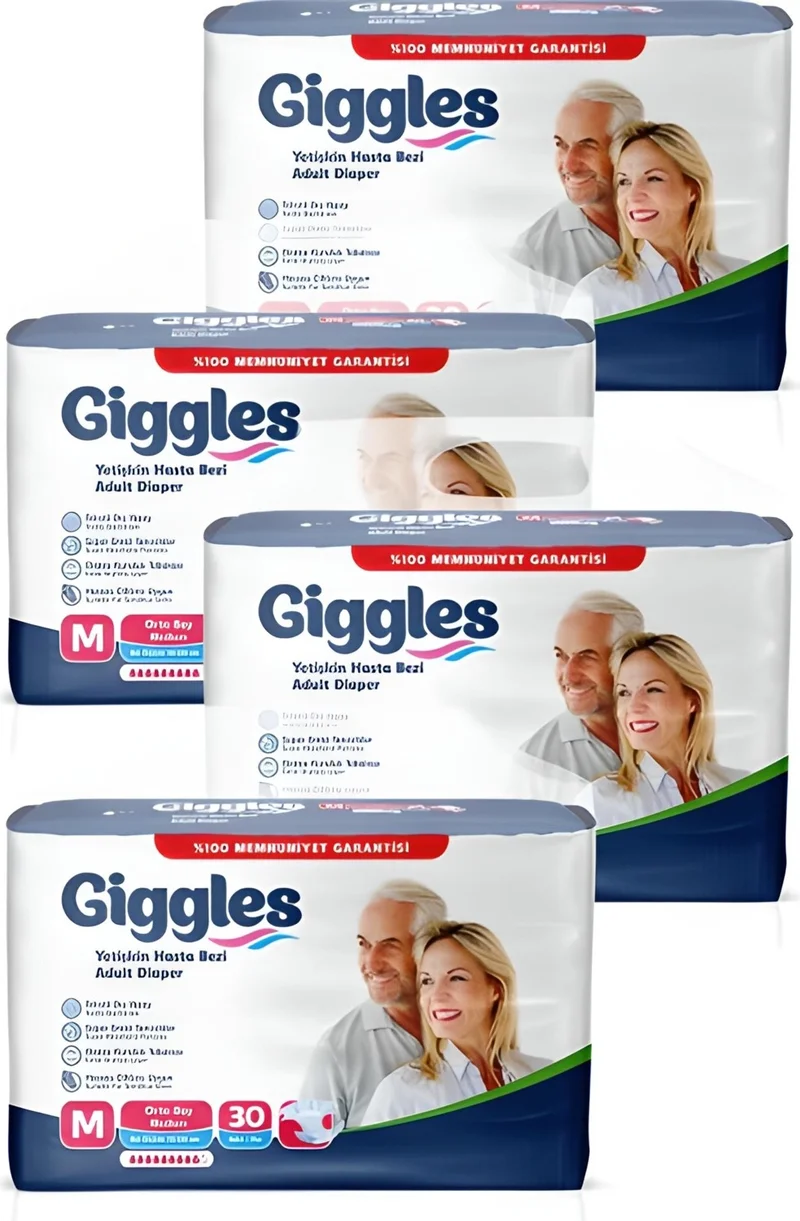 جيجلز Adult Diapers Medium Size 4 Pack (120 Pieces)