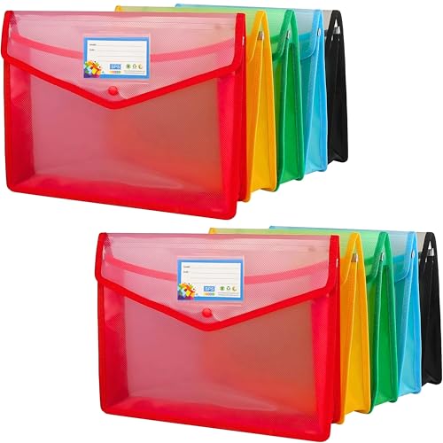 SPS File Folder, Transparent Poly-Plastic A4/Foolscap Documents File Storage Bag with Snap Button Set of 10/Certificate File Folder - Image 1