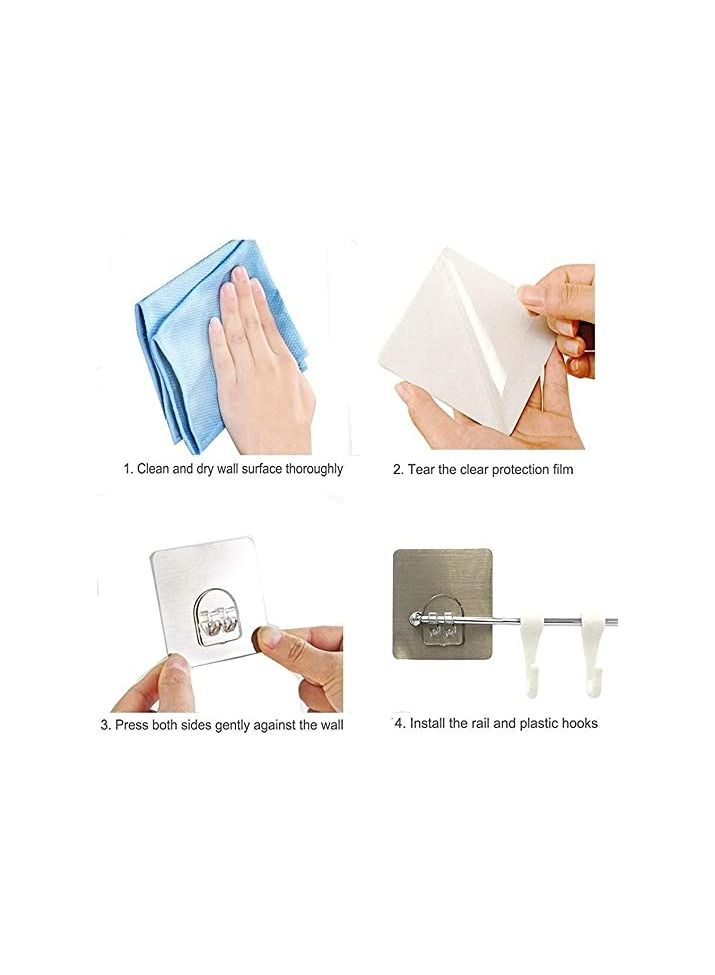 Hasthip Plastic Stainless Steel Series Self Adhesive Bathroom Towel Rail Utensil Rack Kitchen Magic - Image 3