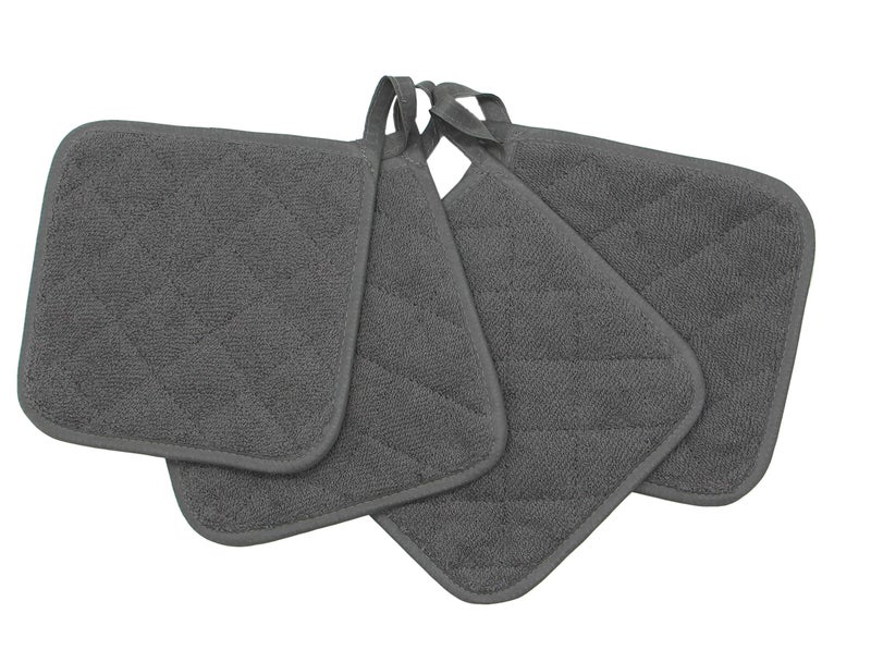 GQZLUCK Cotton Pot Holders Cotton Made Machine Washable Heat Resistant Everyday Kitchen Basic Terry Pot Holder, Hot Pads, Trivet for Cooking and Baking Set of 4 (Grey) - Image 3