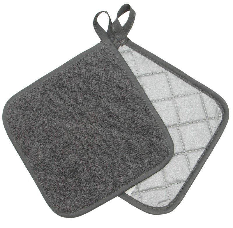 GQZLUCK Cotton Pot Holders Cotton Made Machine Washable Heat Resistant Everyday Kitchen Basic Terry Pot Holder, Hot Pads, Trivet for Cooking and Baking Set of 4 (Grey) - Image 4