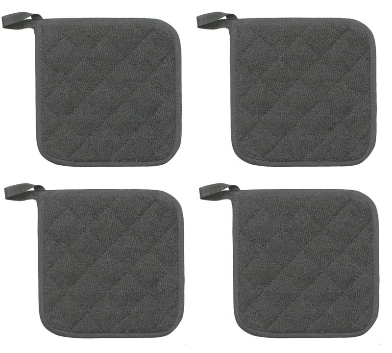 GQZLUCK Cotton Pot Holders Cotton Made Machine Washable Heat Resistant Everyday Kitchen Basic Terry Pot Holder, Hot Pads, Trivet for Cooking and Baking Set of 4 (Grey) - Image 2