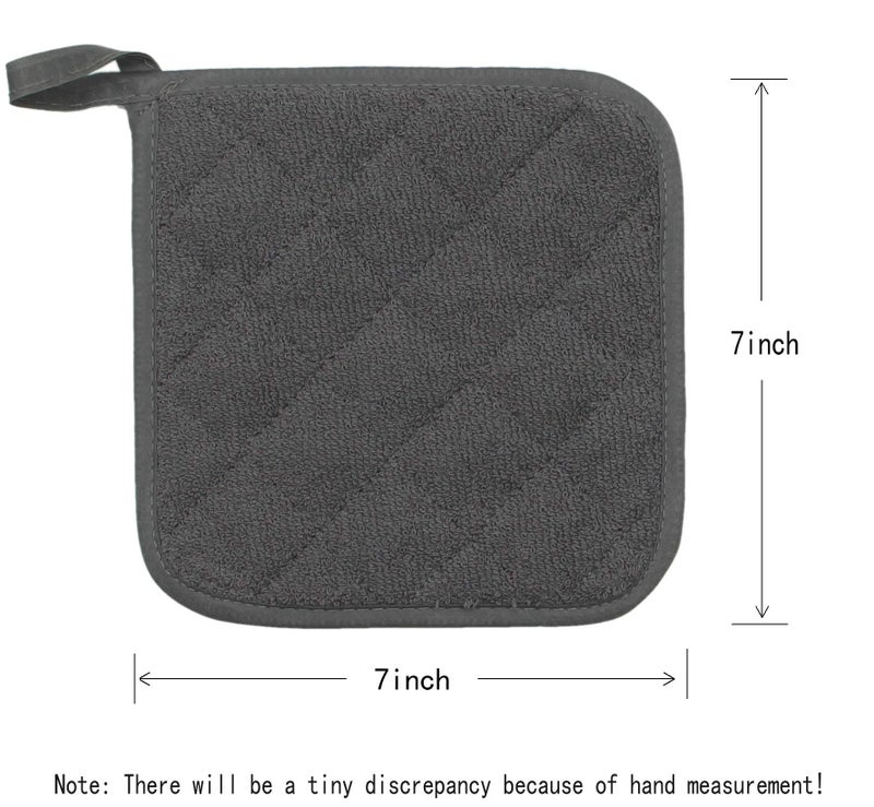 GQZLUCK Cotton Pot Holders Cotton Made Machine Washable Heat Resistant Everyday Kitchen Basic Terry Pot Holder, Hot Pads, Trivet for Cooking and Baking Set of 4 (Grey) - Image 5