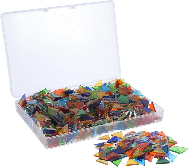ibasenice 764pcs Mosaic Glass Pieces: Triangle Mosaic Tiles - DIY Craft Supplies Geometric Wall Decor Stained Glass Projects Home Decoration - Image 1