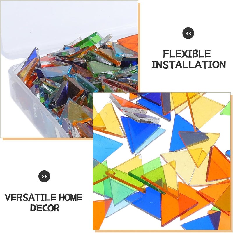 ibasenice 764pcs Mosaic Glass Pieces: Triangle Mosaic Tiles - DIY Craft Supplies Geometric Wall Decor Stained Glass Projects Home Decoration - Image 3