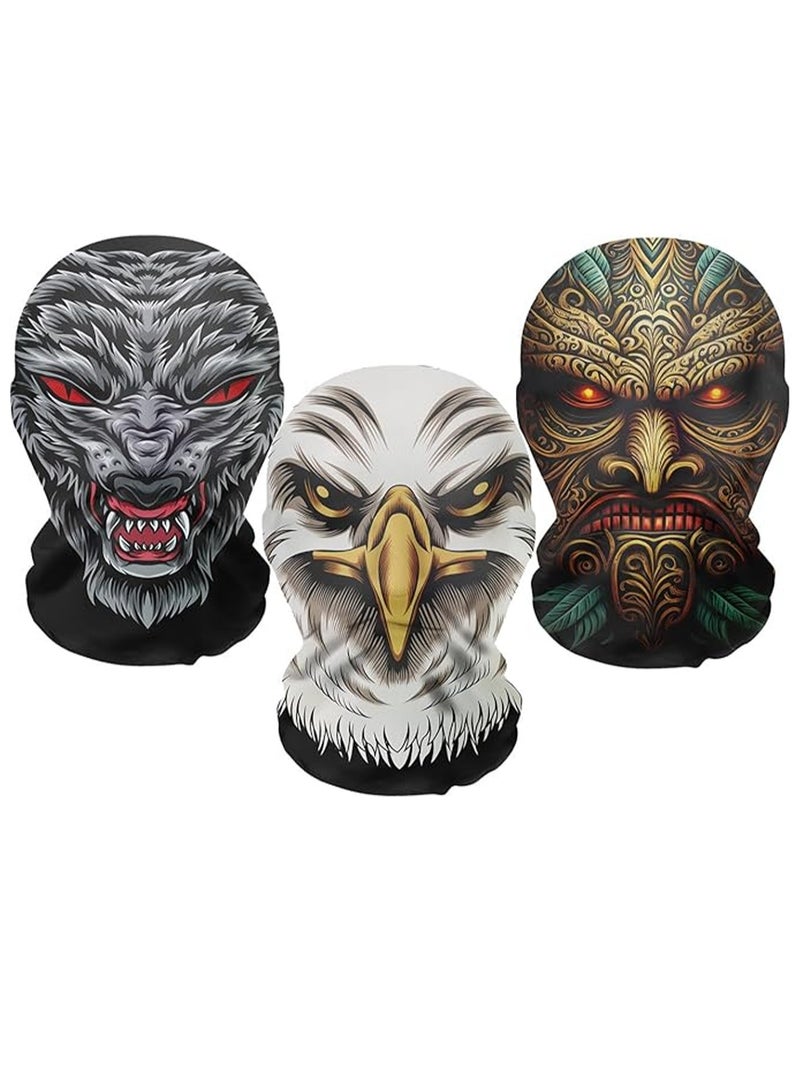 3 Pack 3D Holiday Party Role Play Funny Headgear Balaclava Mask Ski Scarf Sun Protection Full Face Mesh Breathable Motorcycle Headgear（Style-4） - Image 1