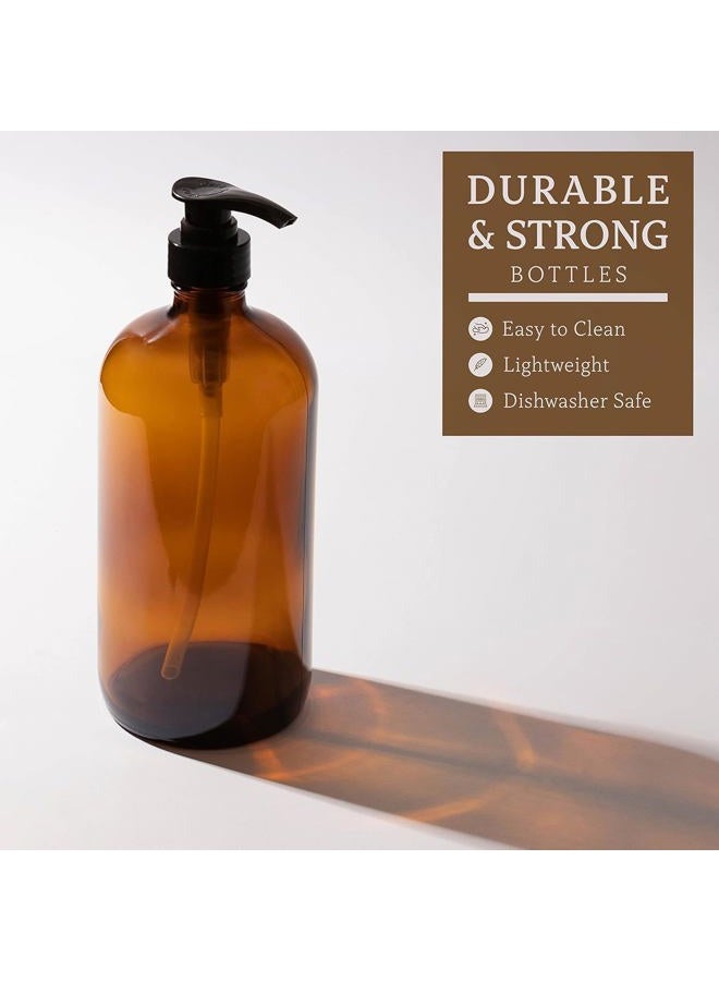 kitchentoolz 32 Ounce Glass Pump Dispenser Bottle, Large Amber Container with Pump for Shower and Bath Shampoo Soap Conditioner Lotion - 1 Liter Shower Bottles- by Kitchentoolz - Image 4