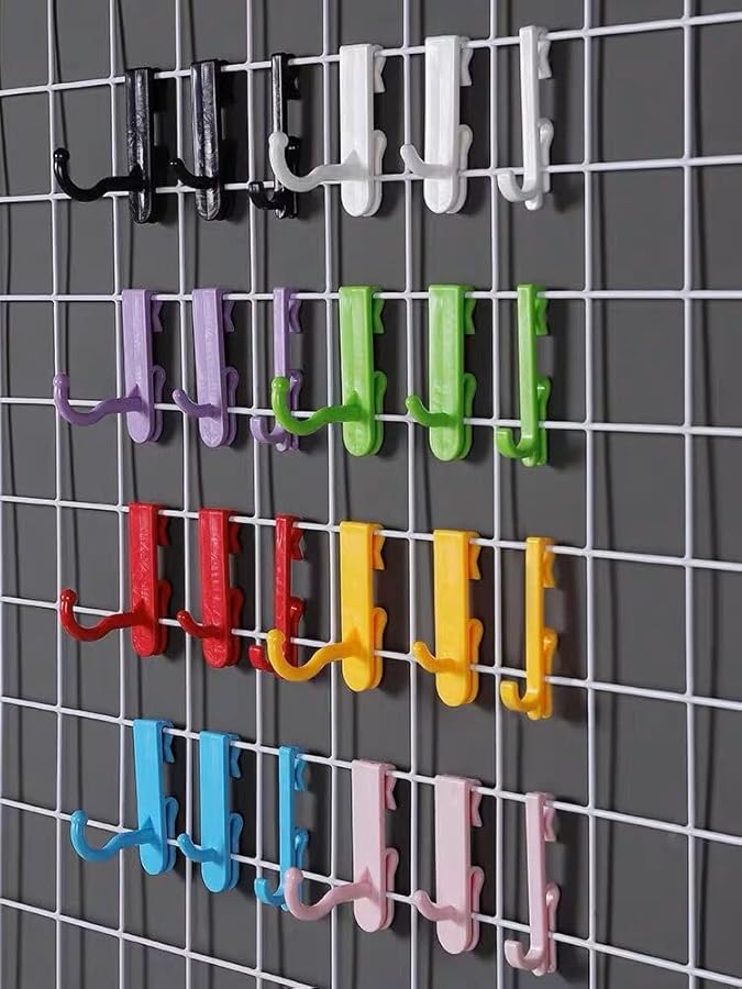 Black Medium Hook Mesh Sheet Nail Free Plastic Wall Display Storage Shelf - Image 2