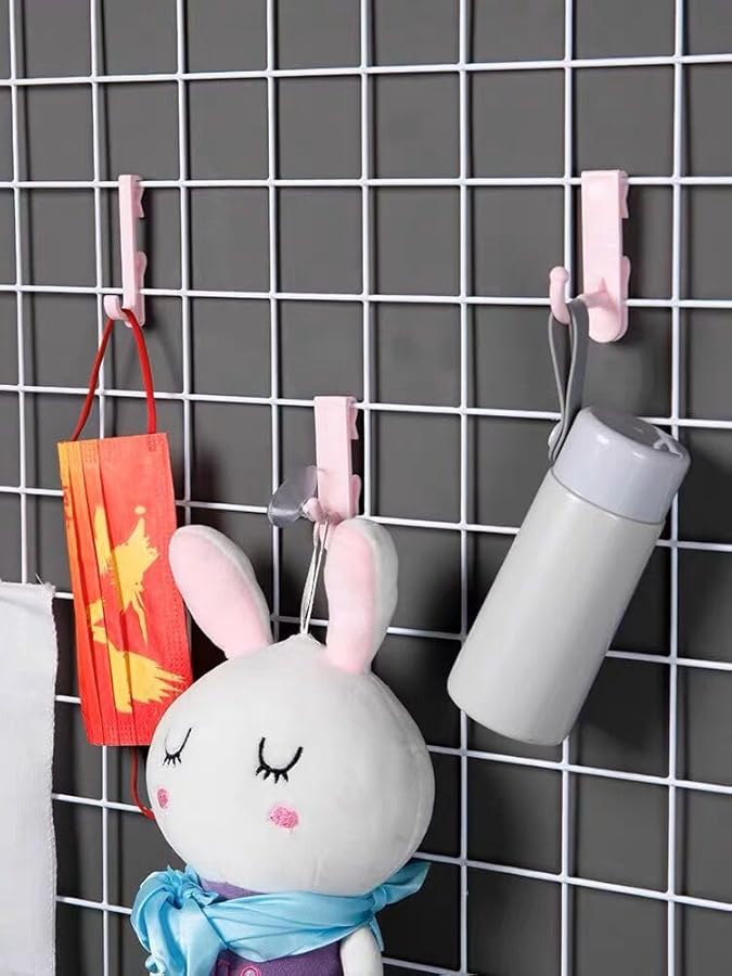 Black Medium Hook Mesh Sheet Nail Free Plastic Wall Display Storage Shelf - Image 3