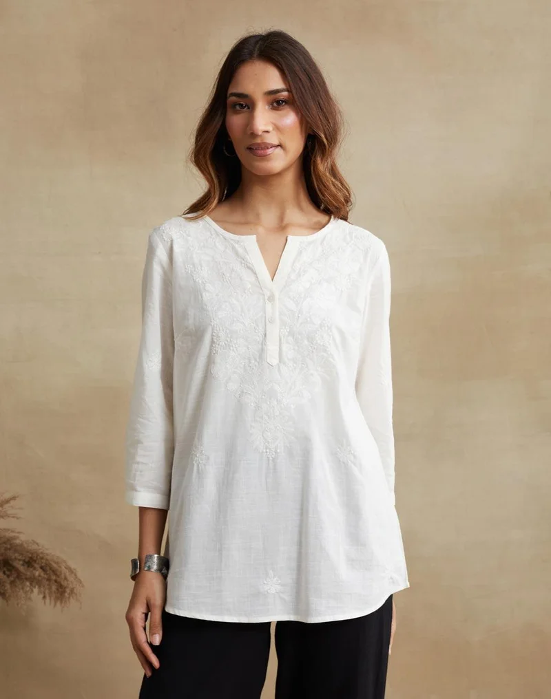 Fabindia Natural Cotton Chikankari Tunic