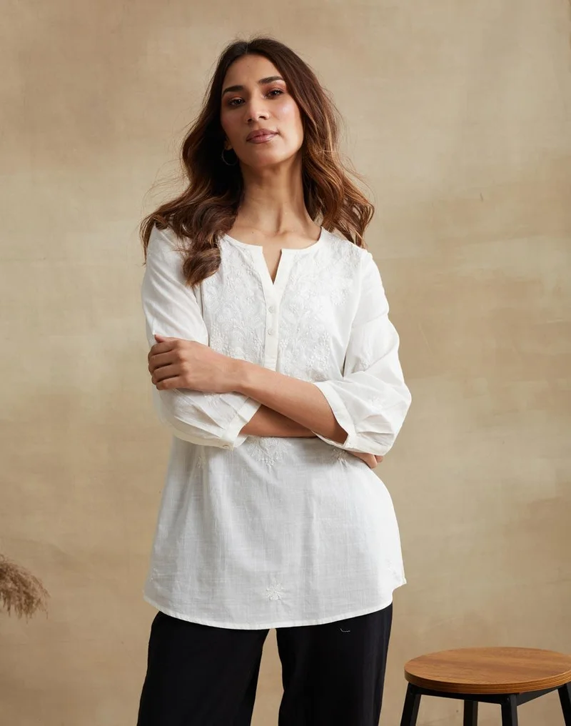 Fabindia Natural Cotton Chikankari Tunic