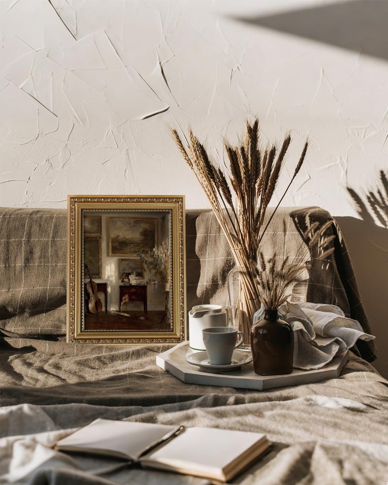 - Vintage Gold Framed Wall Art, Still Life Interior Cello Paintings 8x10 Inch Small Framed Canvas Prints Vintage Victorian Wall Decor - Image 3