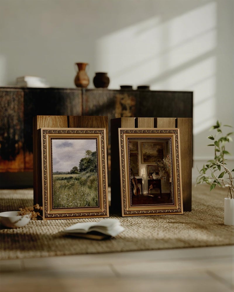 - Vintage Gold Framed Wall Art, Still Life Interior Cello Paintings 8x10 Inch Small Framed Canvas Prints Vintage Victorian Wall Decor - Image 5