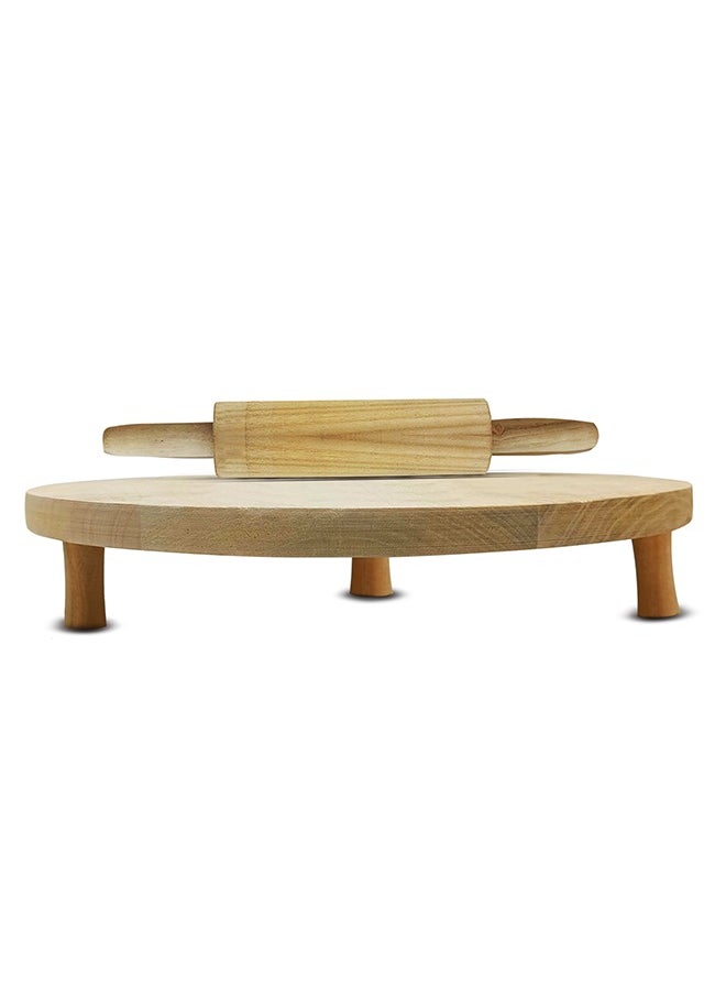 A TO Z SIH Wooden Chakla Belan 16-Inch (40.64 cm) for Pasta, Chapati, Roti, Pizza Dough & More – Premium Natural Wood, Eco-Friendly, Durable, Smooth Rolling Surface, Compact Design, Easy to Clean, Safe for Daily Kitchen Use  - Image 3