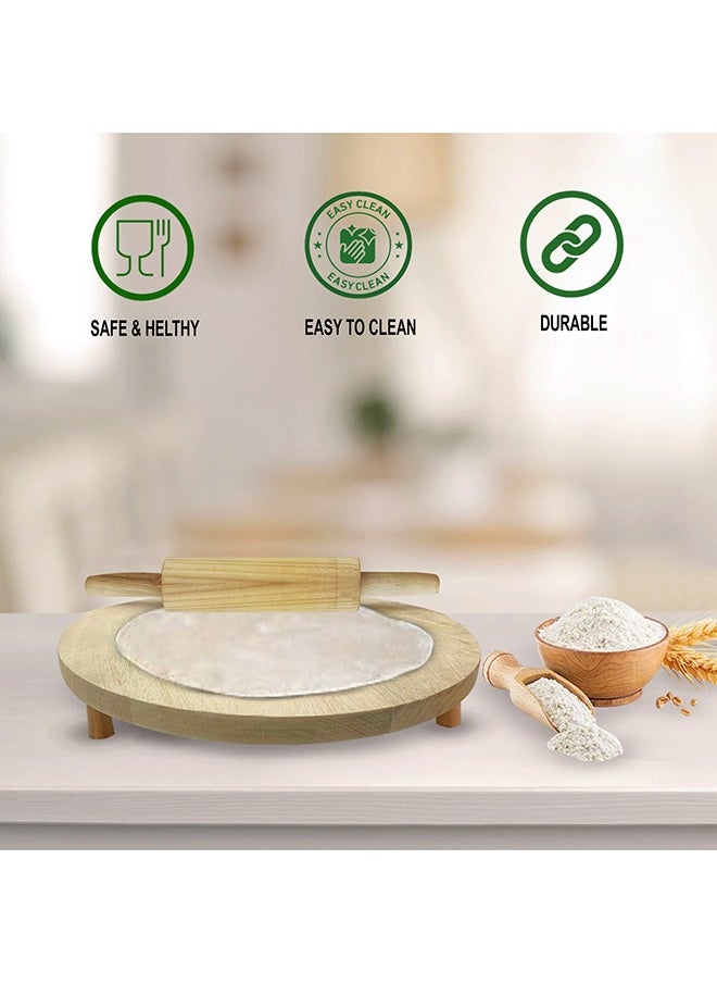 A TO Z SIH Wooden Chakla Belan 16-Inch (40.64 cm) for Pasta, Chapati, Roti, Pizza Dough & More – Premium Natural Wood, Eco-Friendly, Durable, Smooth Rolling Surface, Compact Design, Easy to Clean, Safe for Daily Kitchen Use  - Image 5