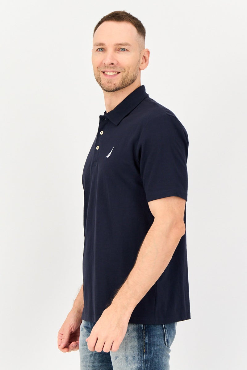 NAUTICA Men Regular Fit Embroidered Short Sleeve Polo Shirt, Navy Blue - Image 4