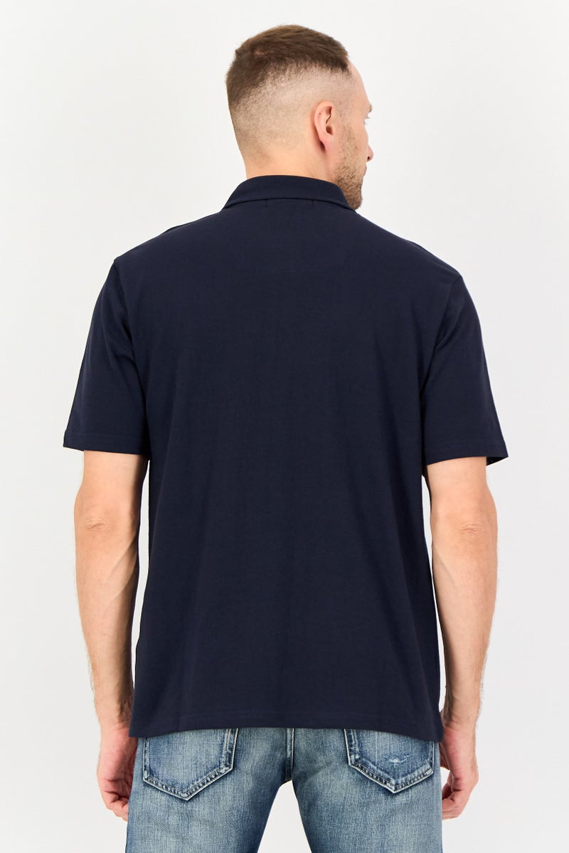 NAUTICA Men Regular Fit Embroidered Short Sleeve Polo Shirt, Navy Blue - Image 2