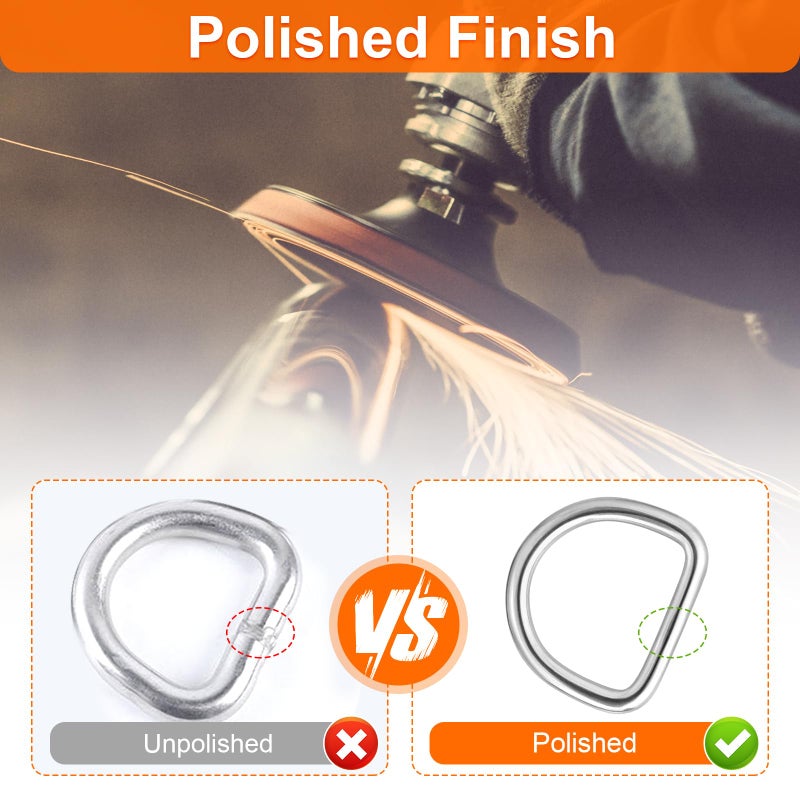 BEYOURD 1 1/2 inch Metal D Ring, Heavy Duty Stainless-Steel Dee Rings, Welded Solid for Dog Collars, Backpacks, Webbing Straps - Image 3