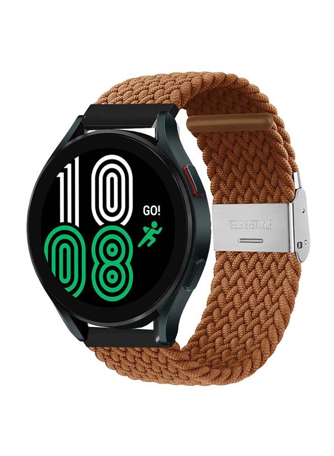 Perfii Adjustable Braided Solo Loop Band for Samsung Galaxy Watch4 40/44mm Brown - Image 2