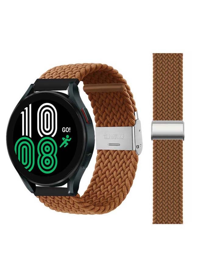 Perfii Adjustable Braided Solo Loop Band for Samsung Galaxy Watch4 40/44mm Brown - Image 1