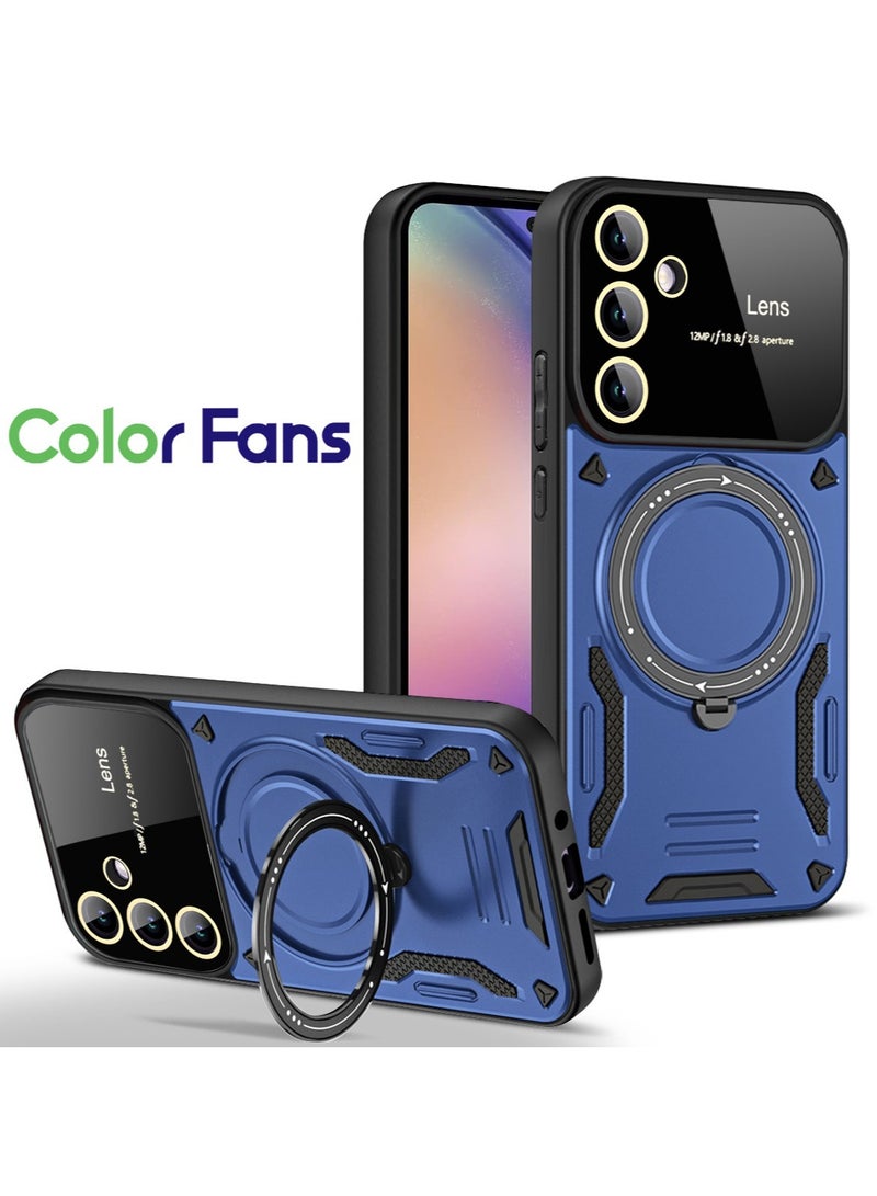 Color Fans MagSafe Case for Samsung A54 Roterende Kickstand PC+TPU Cover Blue