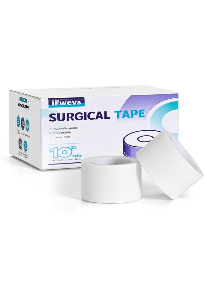 iFwevs Paper Medical Tape 10 Rolls - 1" x 10 Yards Latex-Free & Hypoallergenic Soft Paper Surgical Tape, Applicable to Surgical Tape for Skin, Dressings, Wound First Aid Tape - Image 1