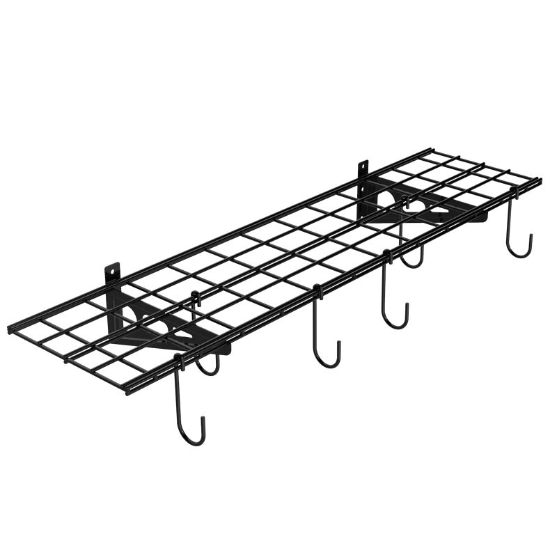 FLEXIMOUNTS Garage Wall Shelving, 1x4 ft, Includes 6 Bike Hooks, Wall Shelf Garage Organization System w/Bike Hangers, Storage Rack, Floating Shelves, 150 lbs Weight Capacity (1 Pack), Classic Series - Image 1
