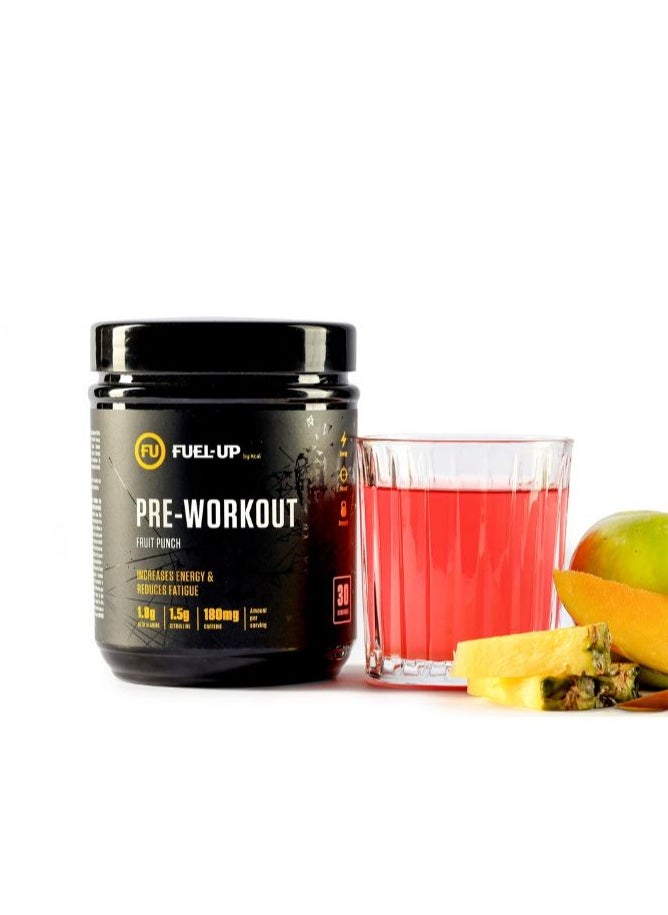 FUEL-UP by Kcal - Pre Workout - Fruit Punch Flavour-1.8g Beta Alanine-1.5g Citrulline- 180mg Caffeine- 30 Servings- 300g - Image 1