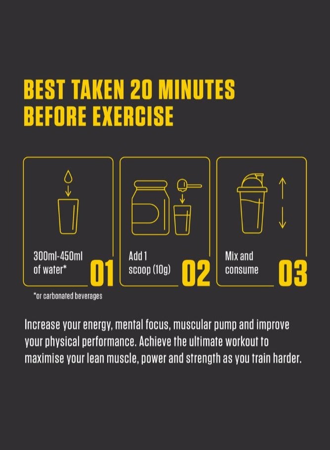 Pre Workout - Fruit Punch Flavour-1.8G Beta Alanine-1.5G Citrulline- 180Mg Caffeine- 30 Servings- 300G