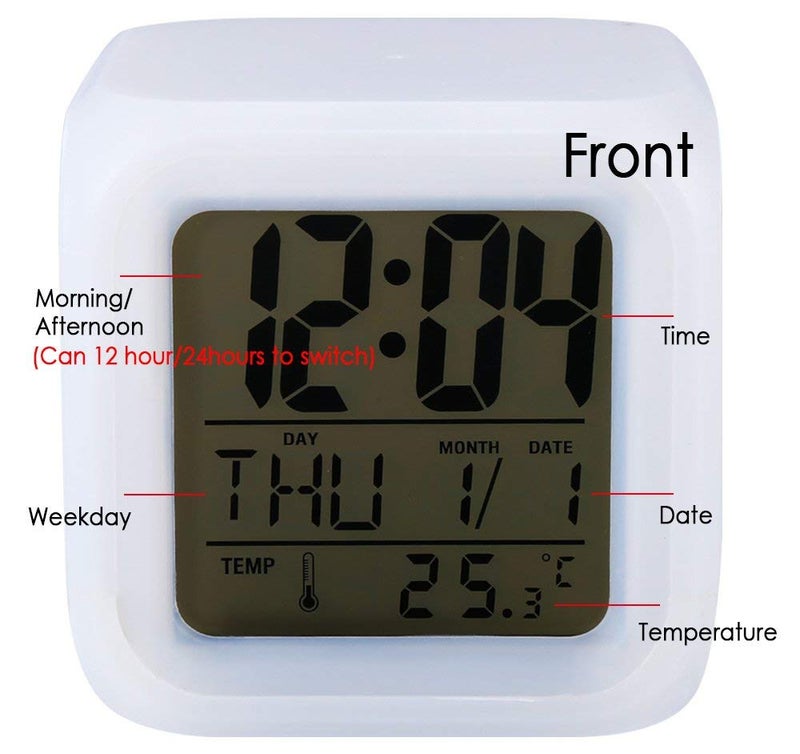 Hetarmi Enterprise Plastic Paper Weight Size DateTime Seven Colour Changing Glowing Digital LED Alarm Clock for Table Desk Kids Room Bedroom Multicolour - Image 4