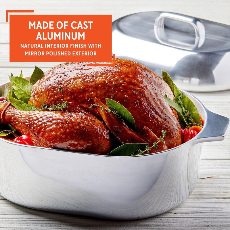 IMUSA 13in Cajun Cast Aluminum Oval Roaster with Lid, Durable Baking and Roasting Pan for Chicken, Meats, and Traditional Cooking - Image 3