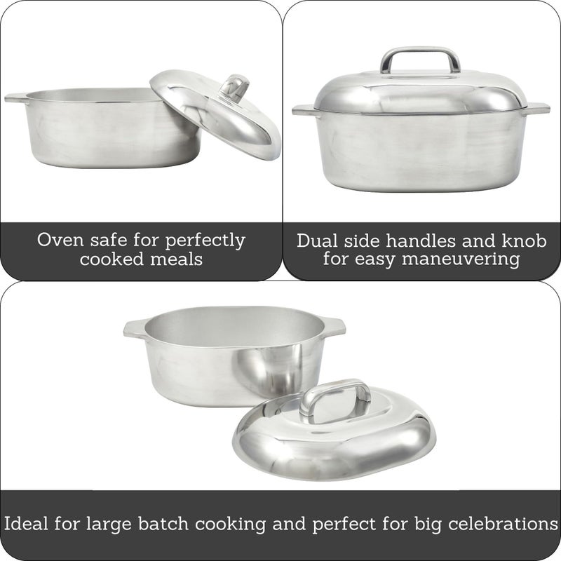 IMUSA 13in Cajun Cast Aluminum Oval Roaster with Lid, Durable Baking and Roasting Pan for Chicken, Meats, and Traditional Cooking - Image 2