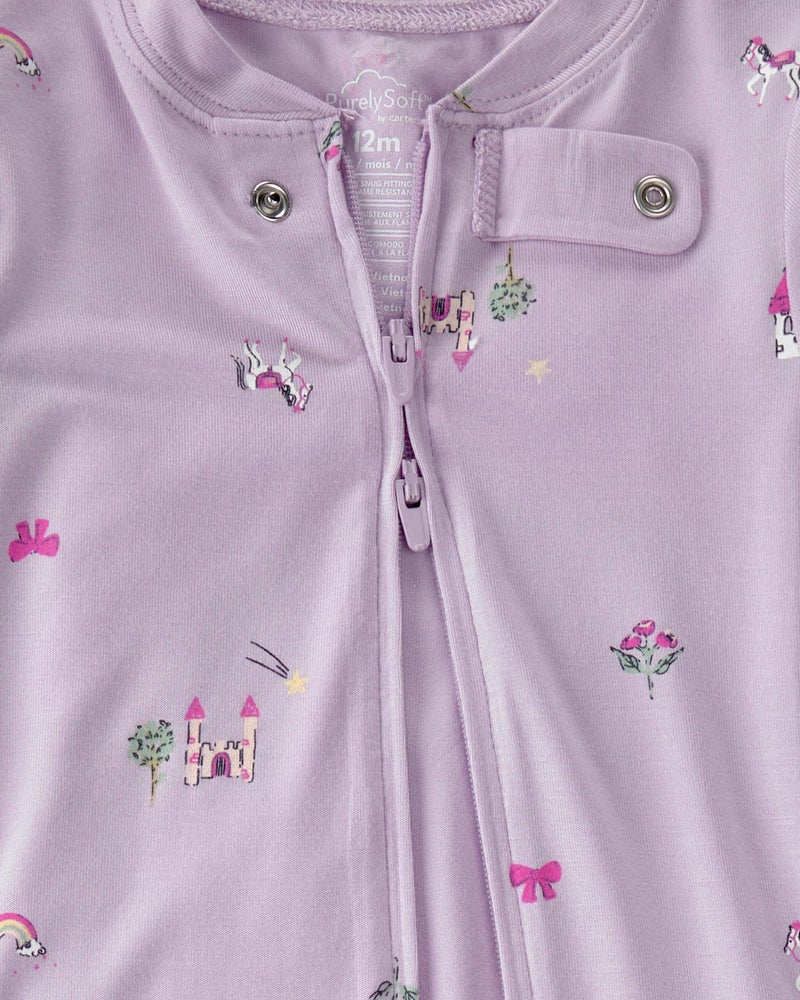 Carter's Girl PurelySoft 1-Piece Pajamas, Purple Fairytale, 12M - Image 2