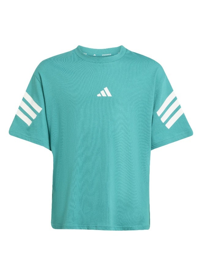 Adidas Adidas J Fi 3S T Green T-Shirt (Short Sleeve) T-Shirts For Kids - Image 1
